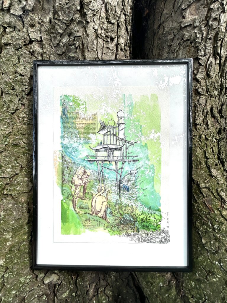 L'apparition artwork devant un arbre