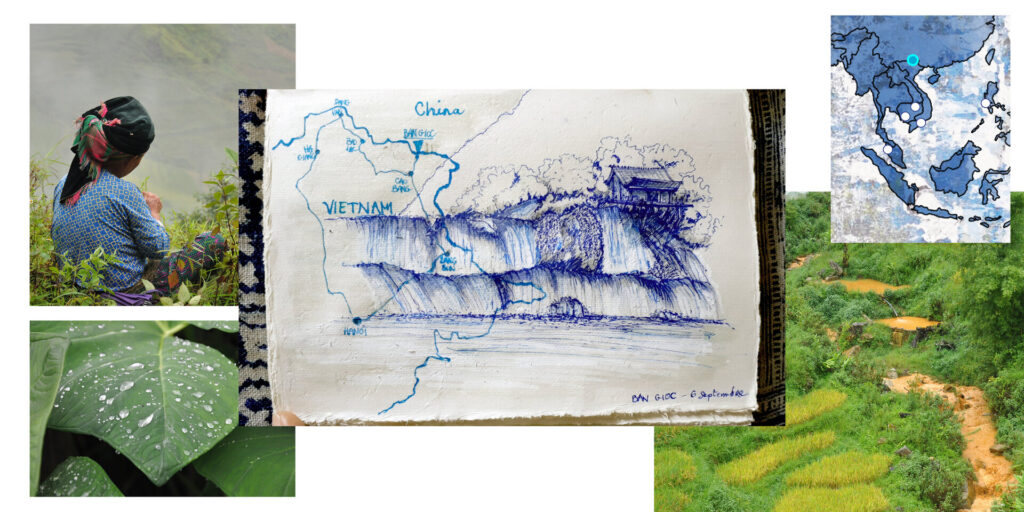 Cabane sur les chutes de Ban Gioc dans le Nord du Vietnam
